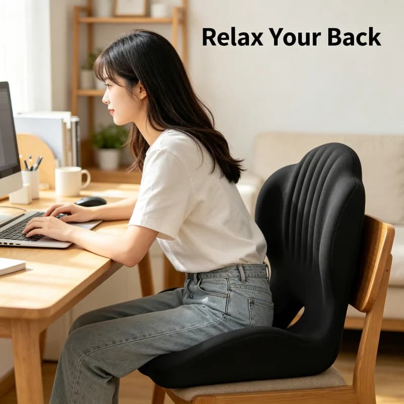 Cuscino Lombare in Memory Foam – Cuscino per Seduta Seduta Prolungata per Decompressione e Correzione della Postura, L'Accessorio Indispensabile per la Sedia da Ufficio