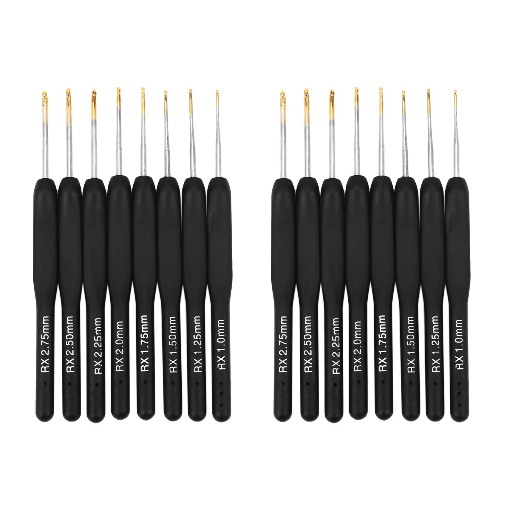 ABGG-16Pcs / Set Black Knitting Needles Plastic Handle Crochet Hooks For Knit DIY Craft Loom Tool Weaving Kit Braid