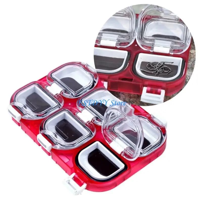 G6DE 6 compartments Magnetic fishing hooks box Fishing equipment case Hooks Organizer for fishing equipment
