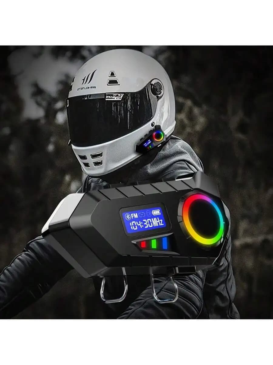 Auricolare Bluetooth per Casco Moto, Wireless 5.4, Impermeabile, Vivavoce, Lettore Musicale FM, Batteria 40H, Ricarica Type-C