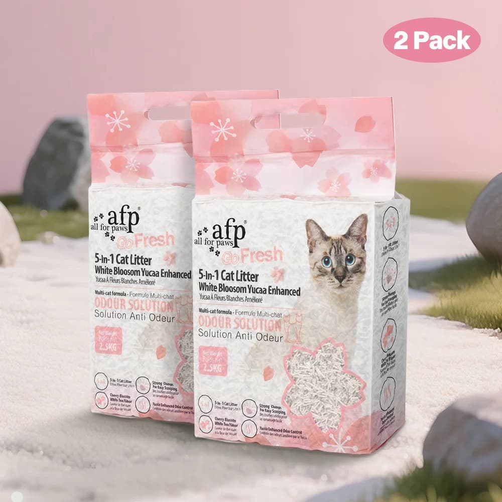 All For Paws Tofu Cat Litter 5-in-1 Mixed Tofu White Blossom Yucca Enhanced Cat Litter Flushable Low Dust Rapid Clumping Odor Control