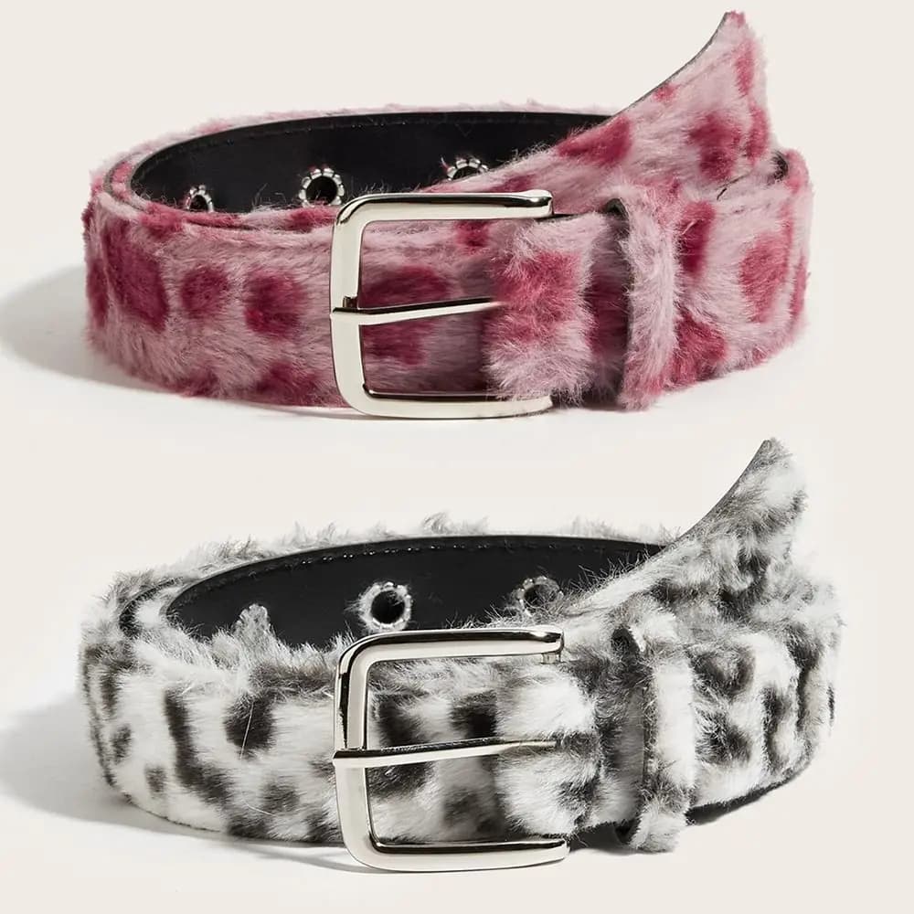 Cintura da Donna Trendy con Stampa Leopardata, Regolabile, con Fibbia a Perno, per Pantaloni e Abiti