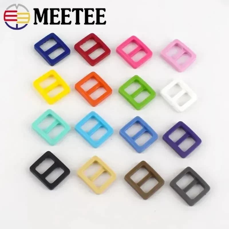20/50/100Pcs Meetee colorato 10mm plastica Tri-Glide fibbia regolabile collare per cani chiusura a cursore zaino cinturino in tessuto parti della borsa