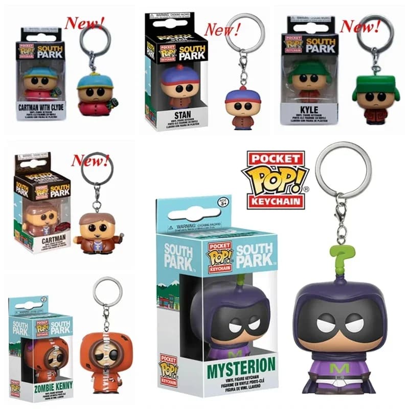 FUNKO Pocket Pop Keychains South Park ZOMBIE KENNY MYSTERION Stan with box Keychain Action Figure Toy Decoration Gift