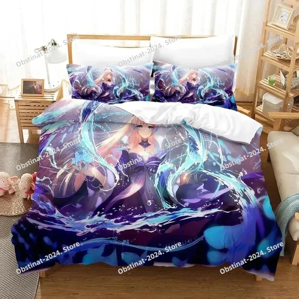 Anime Genshin Impact Sangonomiya Kokomi Set biancheria da letto Copripiumino Set letto Copripiumino Federa Trapunte King Queen Size