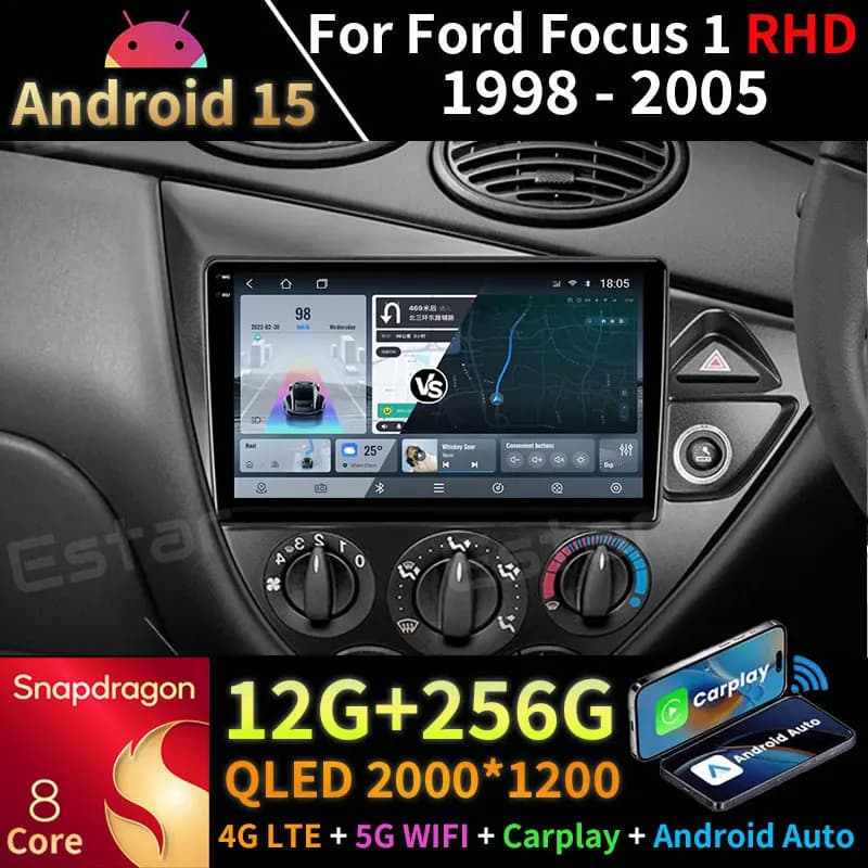 Android 15 Carplay Per Ford Focus 1 1998 - 2005 RHD Navigazione Wireless Navi Stereo DSP BT 360 Videocamera Lettore di Video Auto Radio GPS
