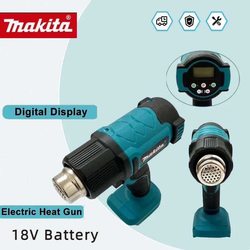 Makita 18V Pistola Termica a Controllo di Temperatura 550 ° Pistola ad Aria Calda Portatile Senza Fili con Display LED, Strumento di Saldatura e Soffiatore Termico