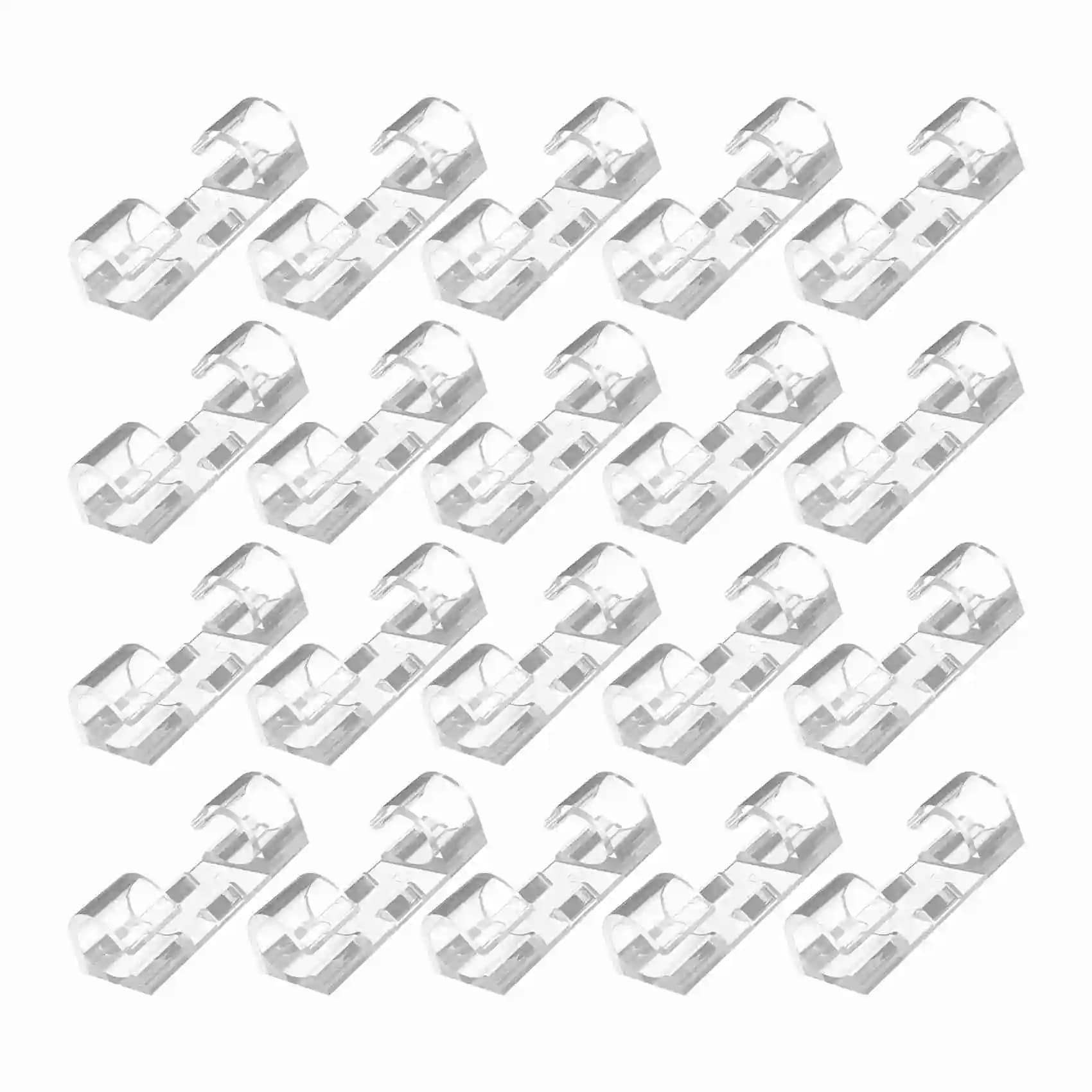100 clip per cavi, supporto per cavi ordinato con robusti cuscinetti autoadesivi, organizer per la gestione dei cavi in plastica trasparente