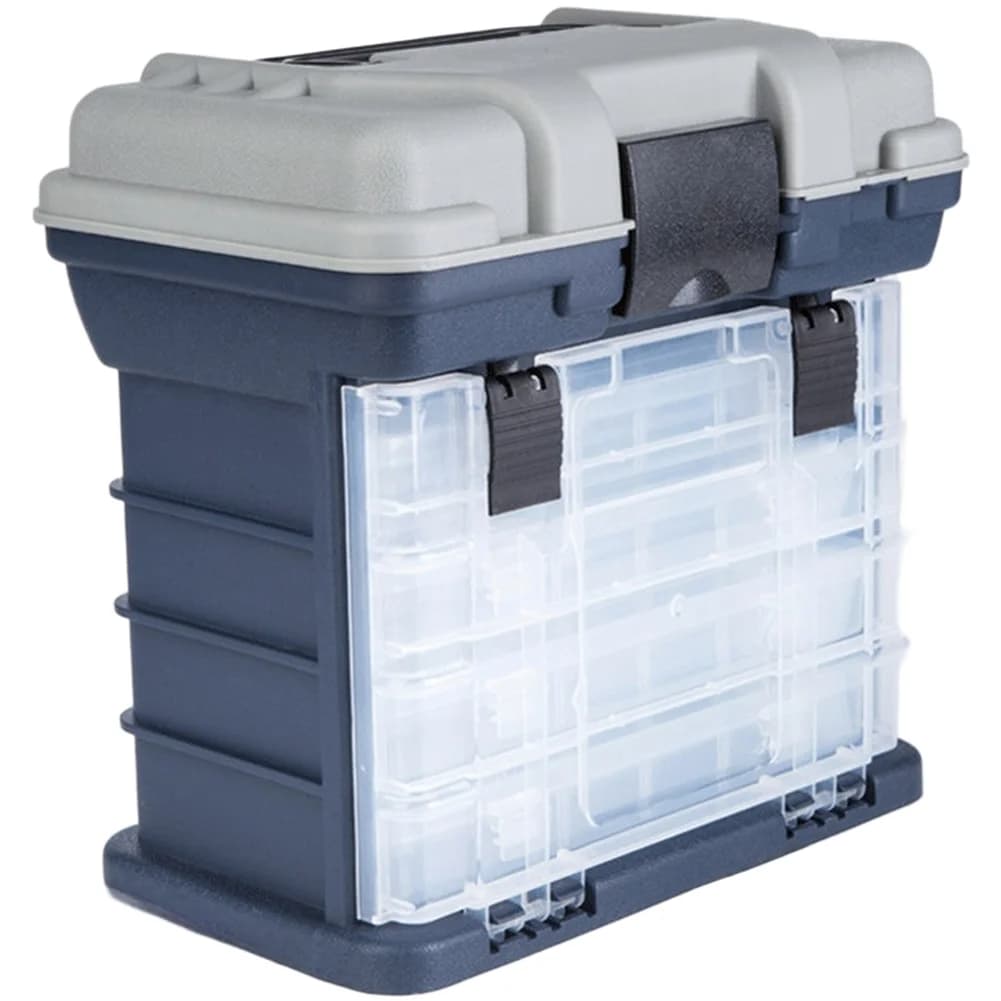 Multifunctional Fishing Tackle Box With 4 Drawers ABS Lure Storage Case Portable Gray White Tool Organizer For Anglers Gear