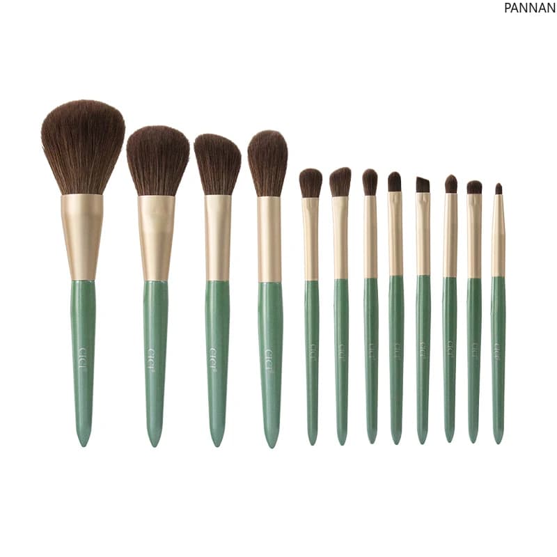 12 affordable avocado makeup brushes, loose powder, umbrella, lips, soft bristles, complete set with brush bag.