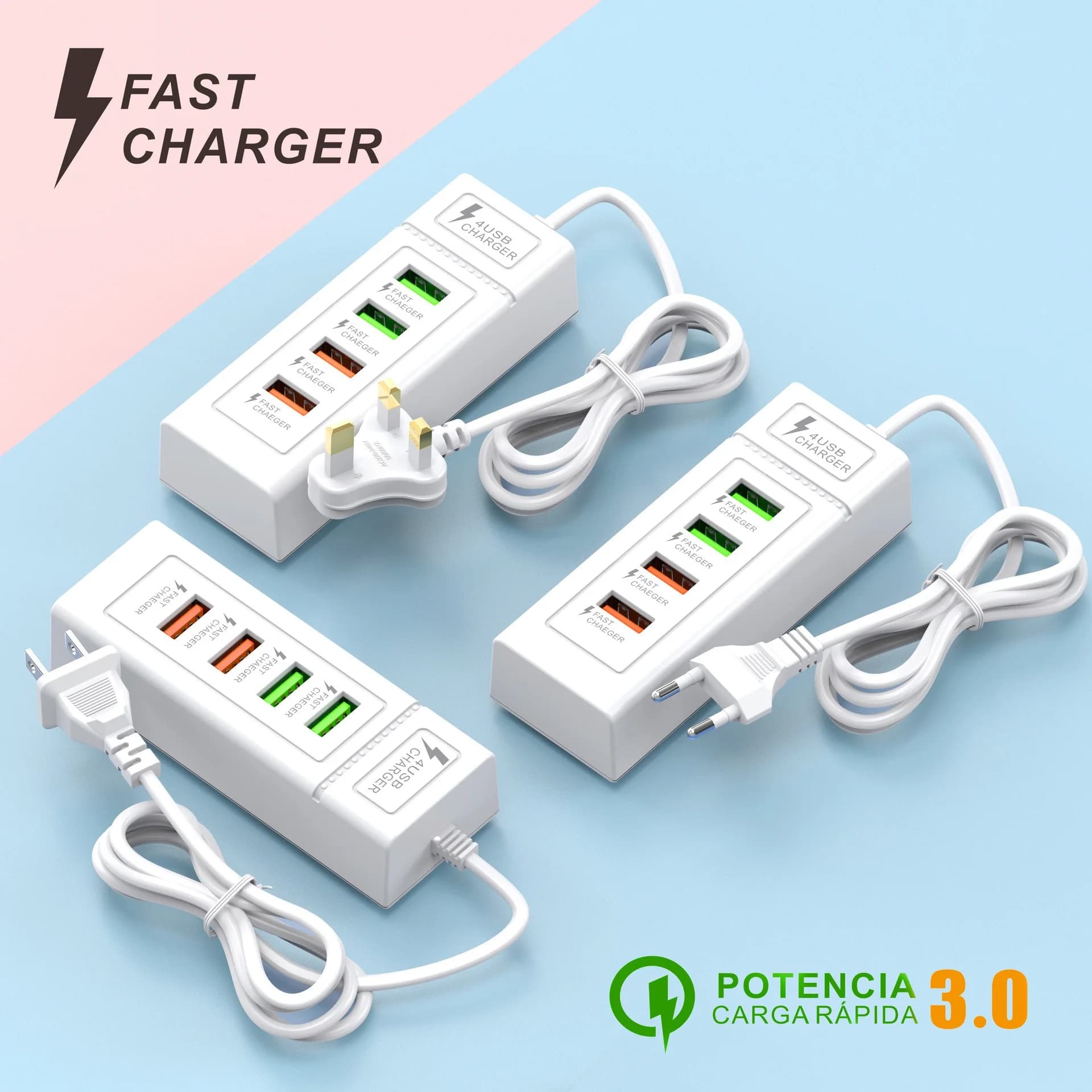 Stazione di ricarica USB da viaggio, caricatore a muro 4USB/2USB 2PD, adattatore di ricarica Type-C per iPhone Samsung Xiaomi