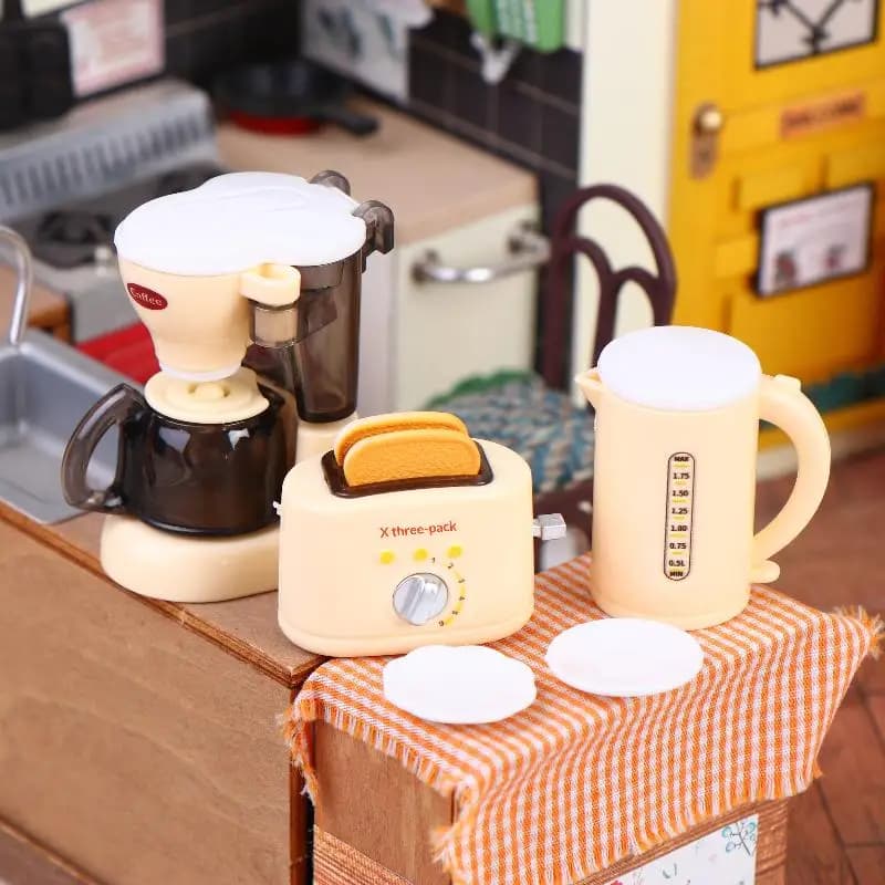 1 Set 1 12 Scale Miniature Coffee Maker Egg Beater Dollhouse Kitchen Accessories Toy Set For Children Pretend Cooking Game