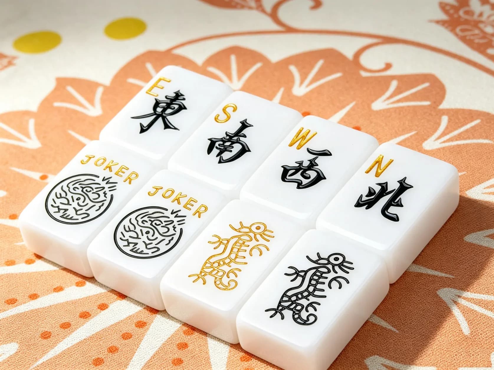 160Pcs Elegant Ivory White Acrylic American Mahjong Tiles Set Gold Black CarvedTravel Hand Rub Mah Jong Game for Adults
