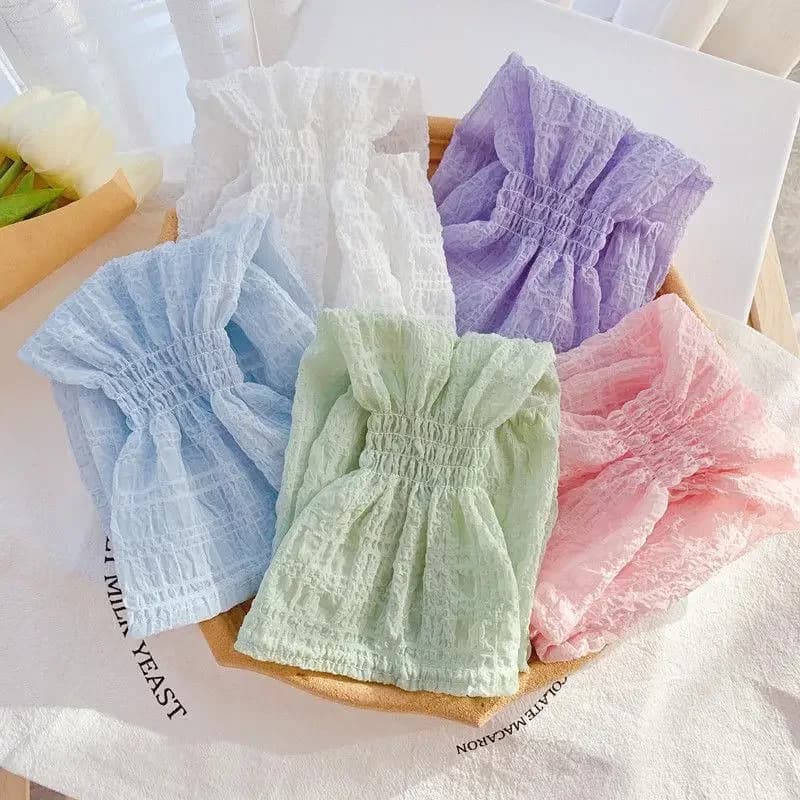 Maniche estive da donna in seta ghiaccio anti-UV, stile coreano, con pizzo, tinta unita, modello ampio, per protezione solare all'aperto