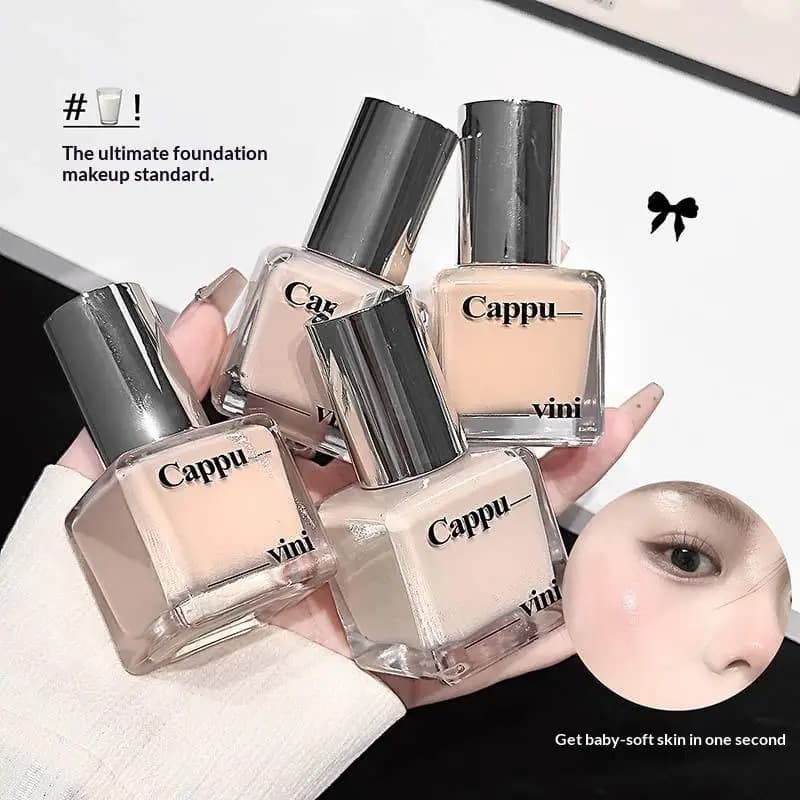Cappuvini Liquid Foundation Concealer Cream Oil Control Long Lasting Moisturizing Brighten Full Coverage Black Eyes Makeup