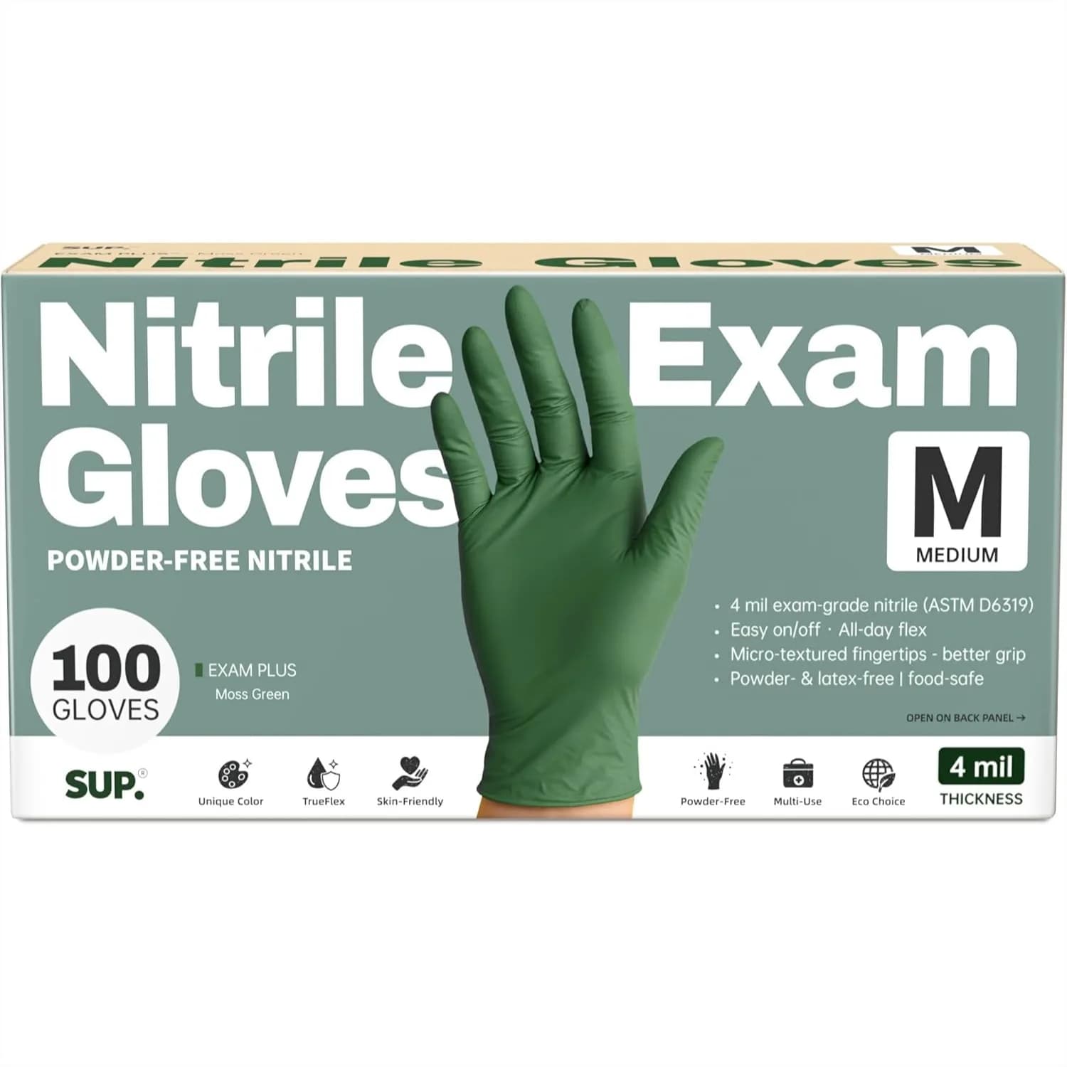Guanti in Nitrile Senza Polvere, Confezione da 100, Sicuri per Alimenti, Senza Lattice, Monouso per Uso Medico, Cucina, Pulizia e Preparazione Cibo