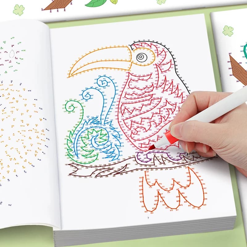 Connecting Patterns Through Dots and Lines, Pen Control Training 32 Color Pages Sketchbook with Dots and Lines, 32 Animal Themes