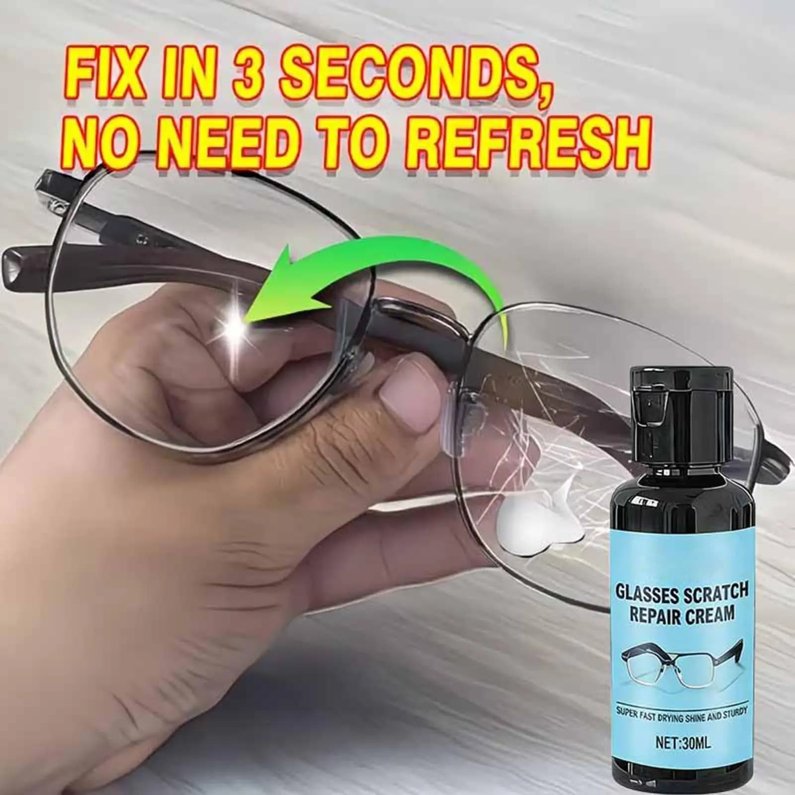 Detergente per Occhiali e Lenti 30ml con Spugna, Rimuovi Graffi per Occhiali, Schermi di Fotocamere, Orologi e Telefoni