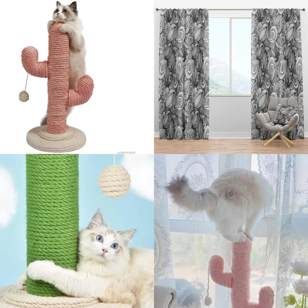 Innovativo albero per gatti ispirato al cactus rosa per giochi al coperto e tiragraffi in sisal durevoli