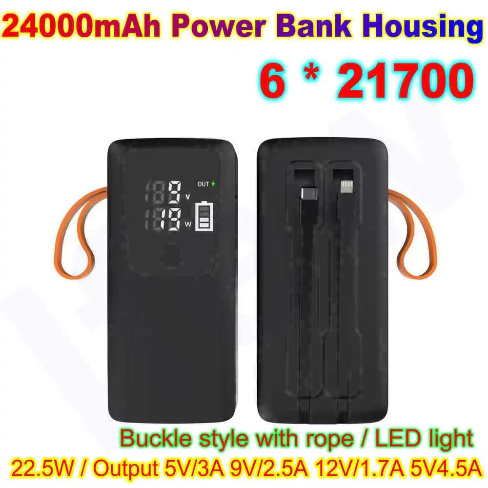 21700 Battery Case Power Bank Case for Fa-da-te shell Detachable battery charge storage box with batteryless LED cable