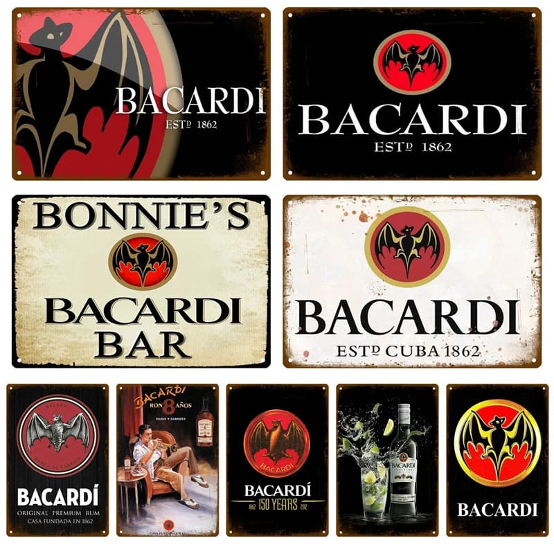 Targa in metallo Bacardi Beer, poster da bar, decorazione per la casa, accessori vintage, decorazione murale da parete