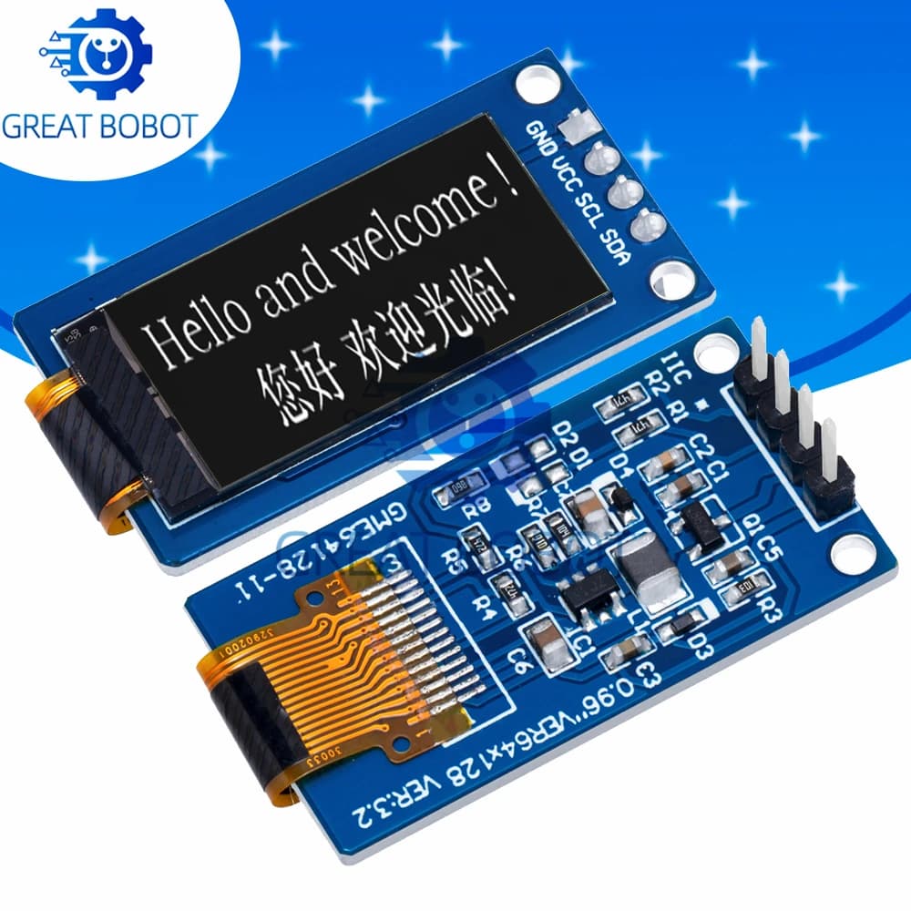 High contrast BS 0,96 inch OLED display: 64×128 resolution SSD1107 LCD module, perfect vertical screen for Arduino