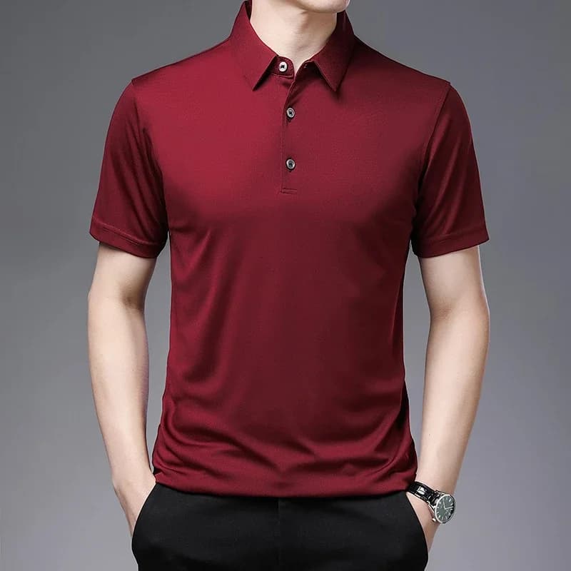 2024 nuova camicia POLO casual da lavoro in tinta unita da uomo moda estiva casual manica corta comoda e traspirante