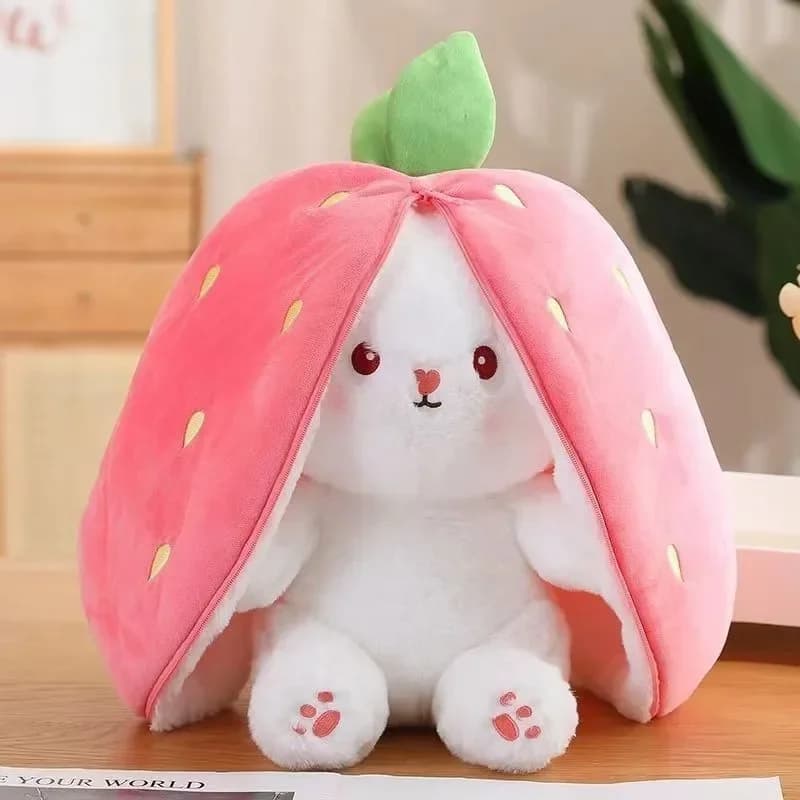 Creativo bambola di coniglio fragola trasformata in piccolo coniglio peluche bambola carota regalo di compleanno cuscino di San Valentino