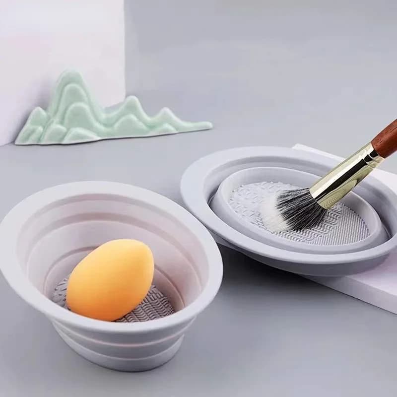 Silicone Makeup Brush Cleaning Bowl Foldable Cleaning Mat Cosmetic Foundation Umbrella Brushes Powder Cleaning Tools
