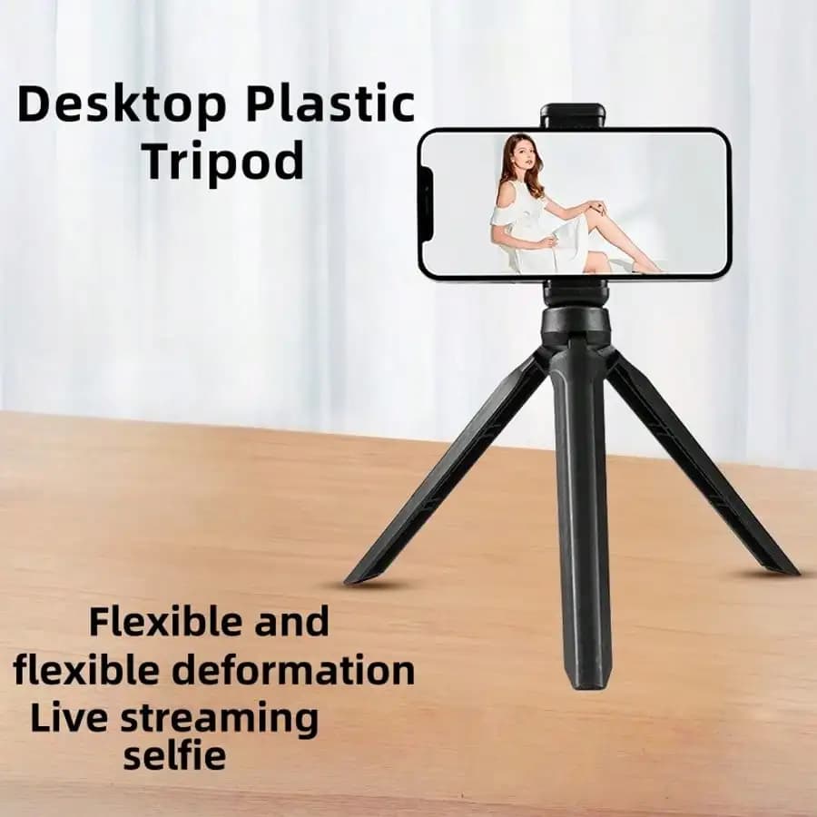 Mini treppiede leggero, adatto per fotocamera/telefono/webcam e selfie stick, con rotazione a 360° ° Supporto per telefono e interfaccia cold shoe