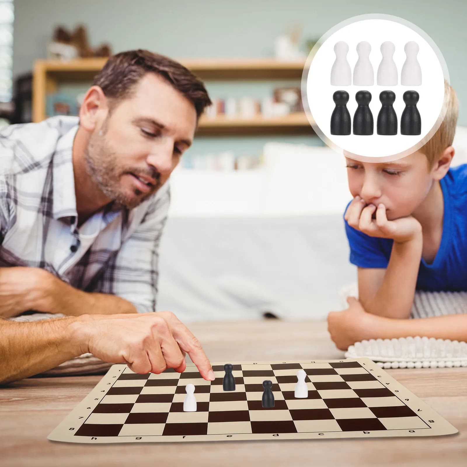 Set di 48 Pezzi in Legno per Scacchi e Giochi da Tavolo, Accessori Educativi per lo Sviluppo della Logica e dell'Osservazione