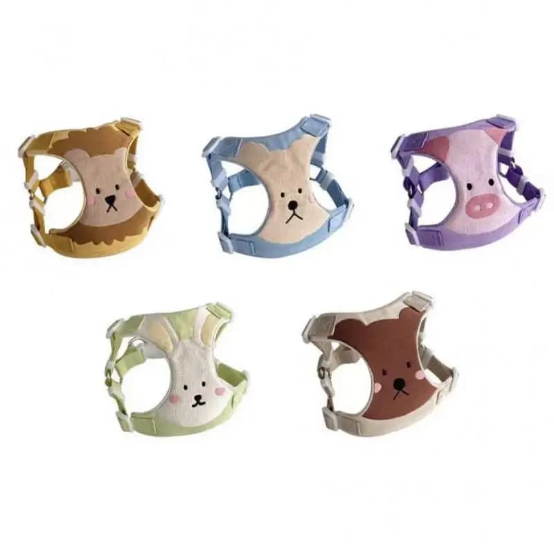 Pettorina per cani Guinzaglio Gilet Petto Vestiti Simpatico cotone ricamato Gilet regolabile da passeggio Pettorine piccole per cani di taglia media e grande