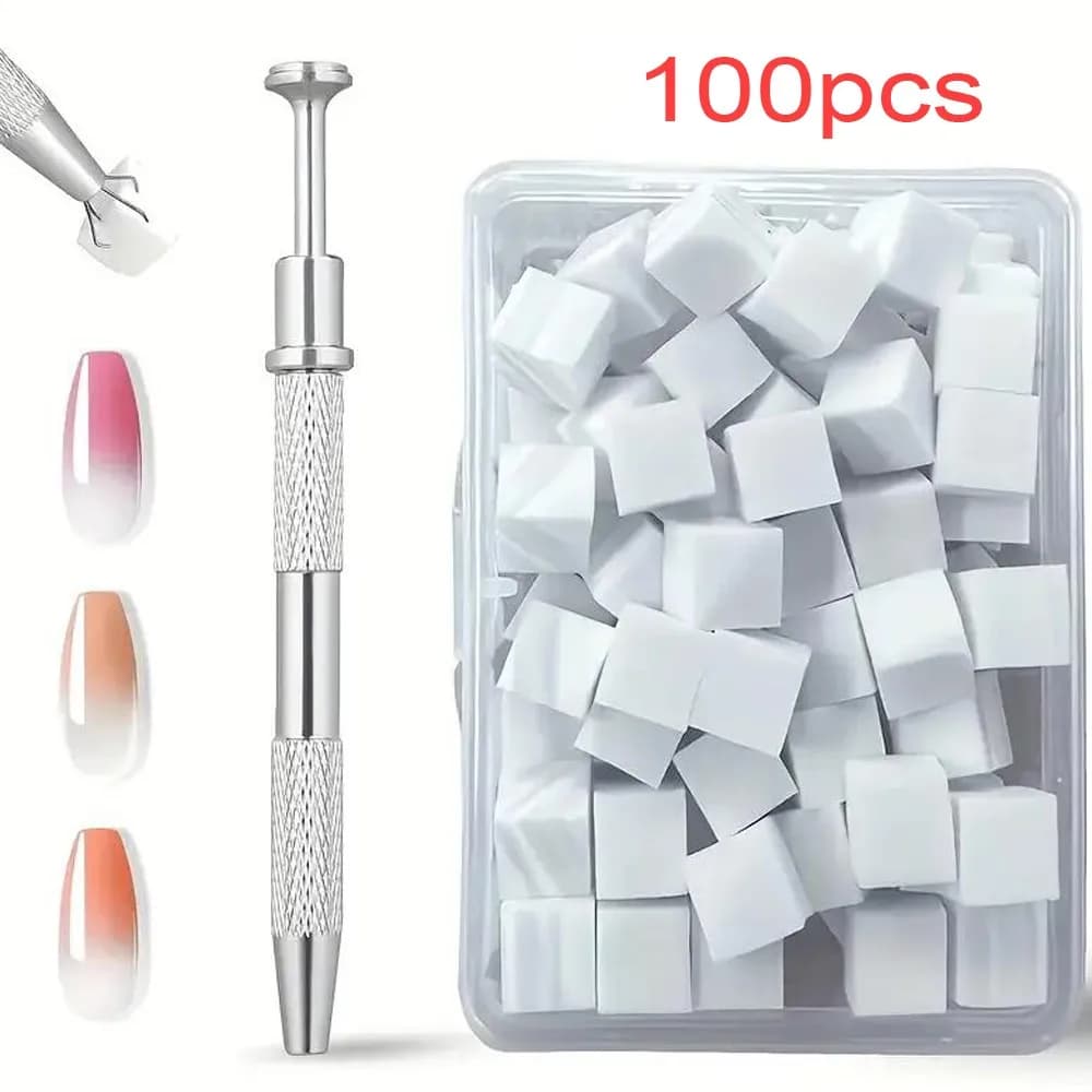 50/100 pezzi mini spugna per unghie bianca con penna afferrante spugne morbide ombre spazzola per punta francese sfumatura effetto cromo forniture per unghie