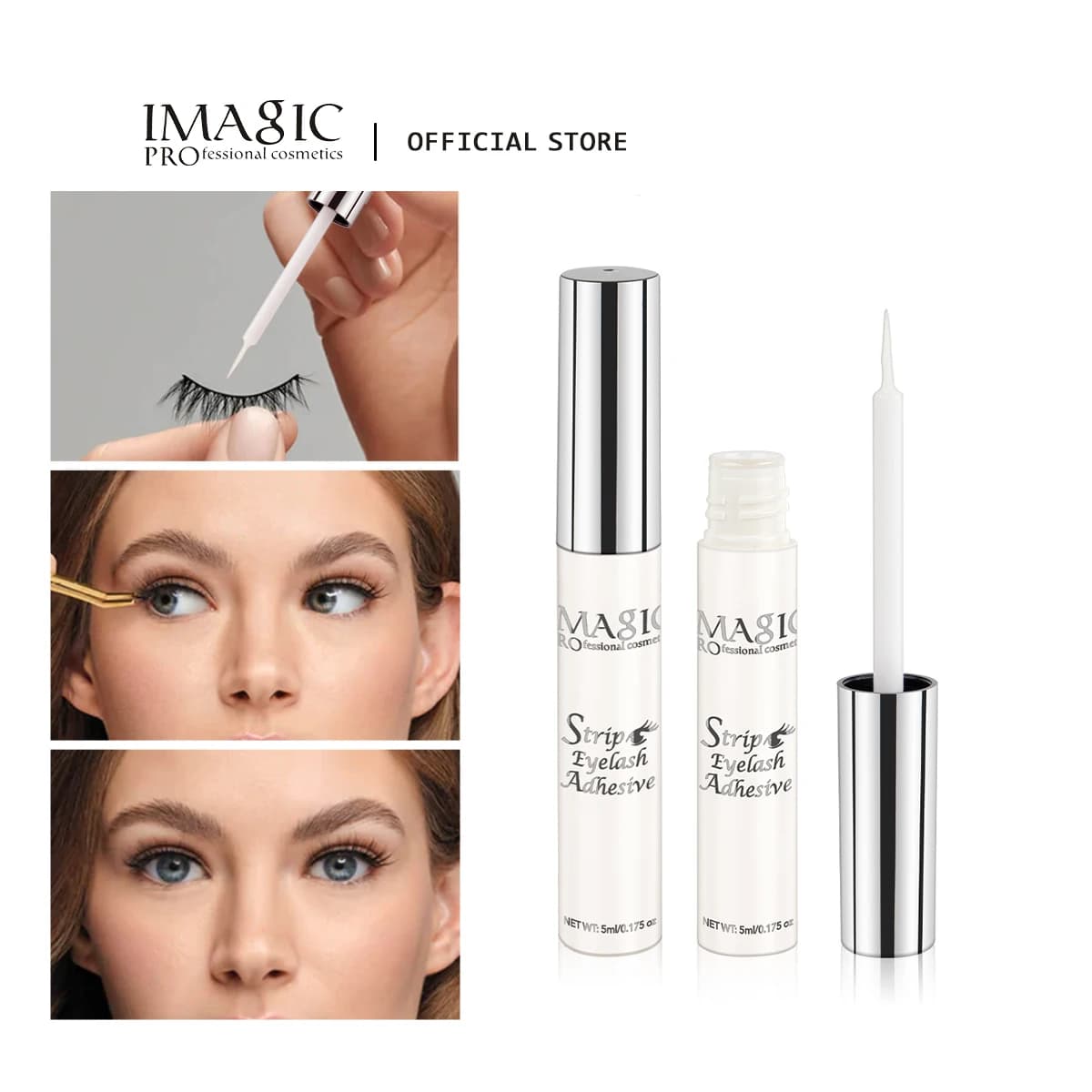 IMAGIC 5ml Colla per estensione ciglia finte Impermeabile Asciugatura rapida Lunga durata Forte Nessuna irritazione Strumenti per primer ciglia trasparenti