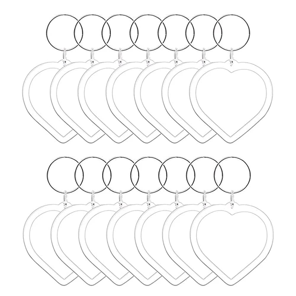 50set a forma di cuore piccolo acrilico trasparente personalizzato inserto personalizzato foto foto portachiavi con cornice senza cornice vuota