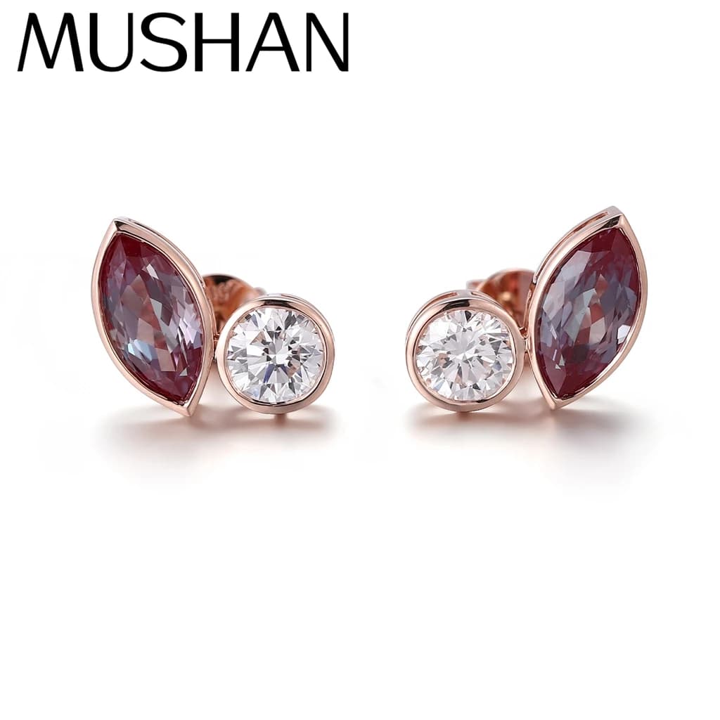 Orecchini a perno MUSHAN personalizzati in oro 10k 14k 18k e argento 925 da donna, con gemme da 2 carati coltivate in laboratorio, orecchini a lobo con moissanite