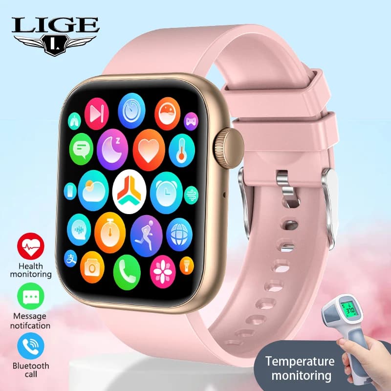 LIGE New Dial Call Smart Watch Women 2022 Full Touch Voice Assistant sport Fitness temperature monitor bracelet Smartwatch Men