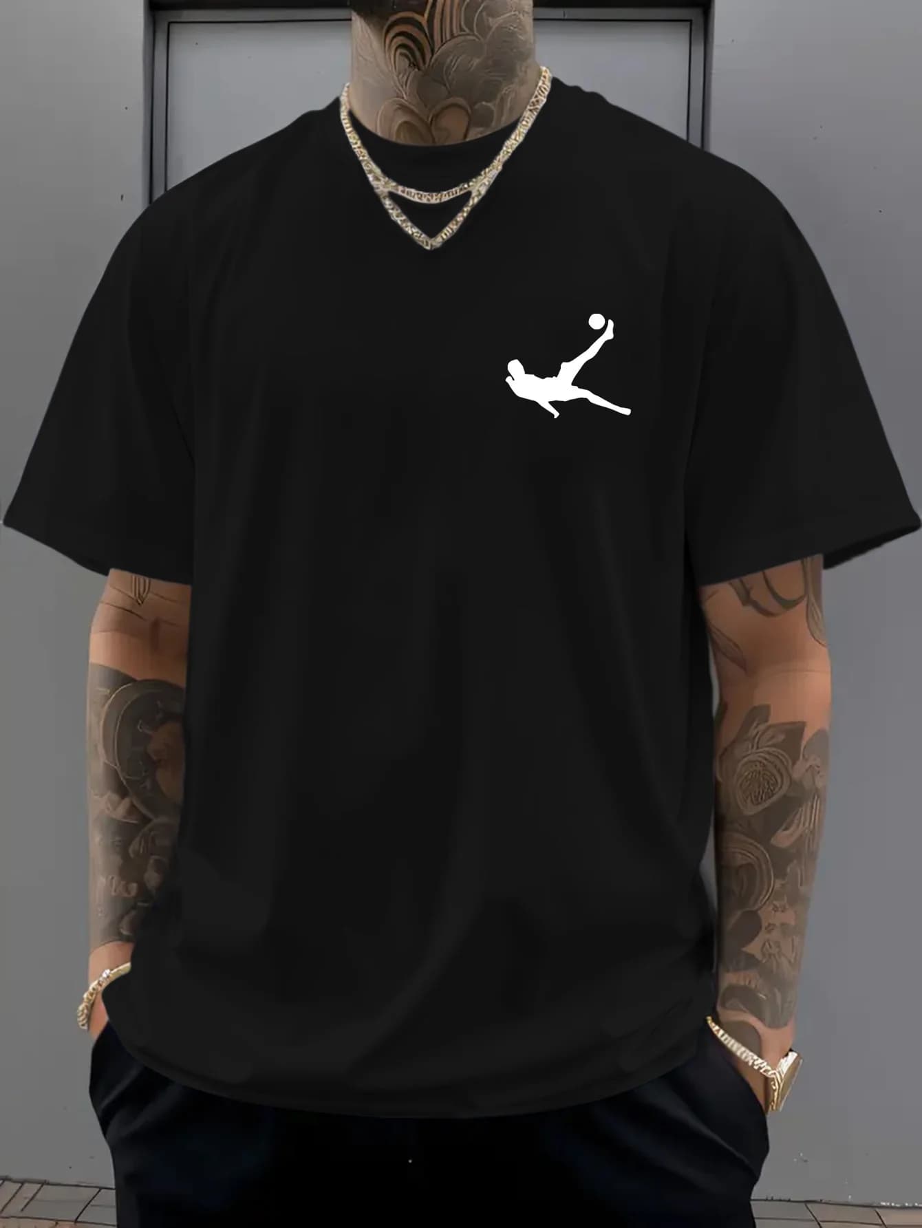 T-shirt da uomo con motivo "Monte Carlo", una maglietta nera alla moda con testo bianco, corona dorata e design Royal Club