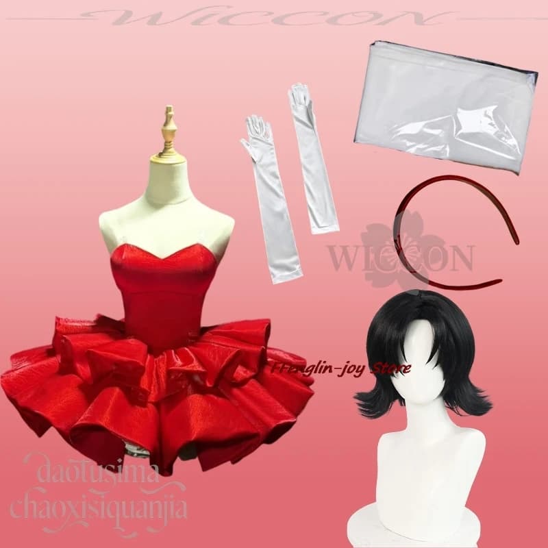 Disfraz Mascaras Idol CHAM! Mimaa Cosplay Anime Blue High quality costume Sxey red dress without straps Evening dress Christmas