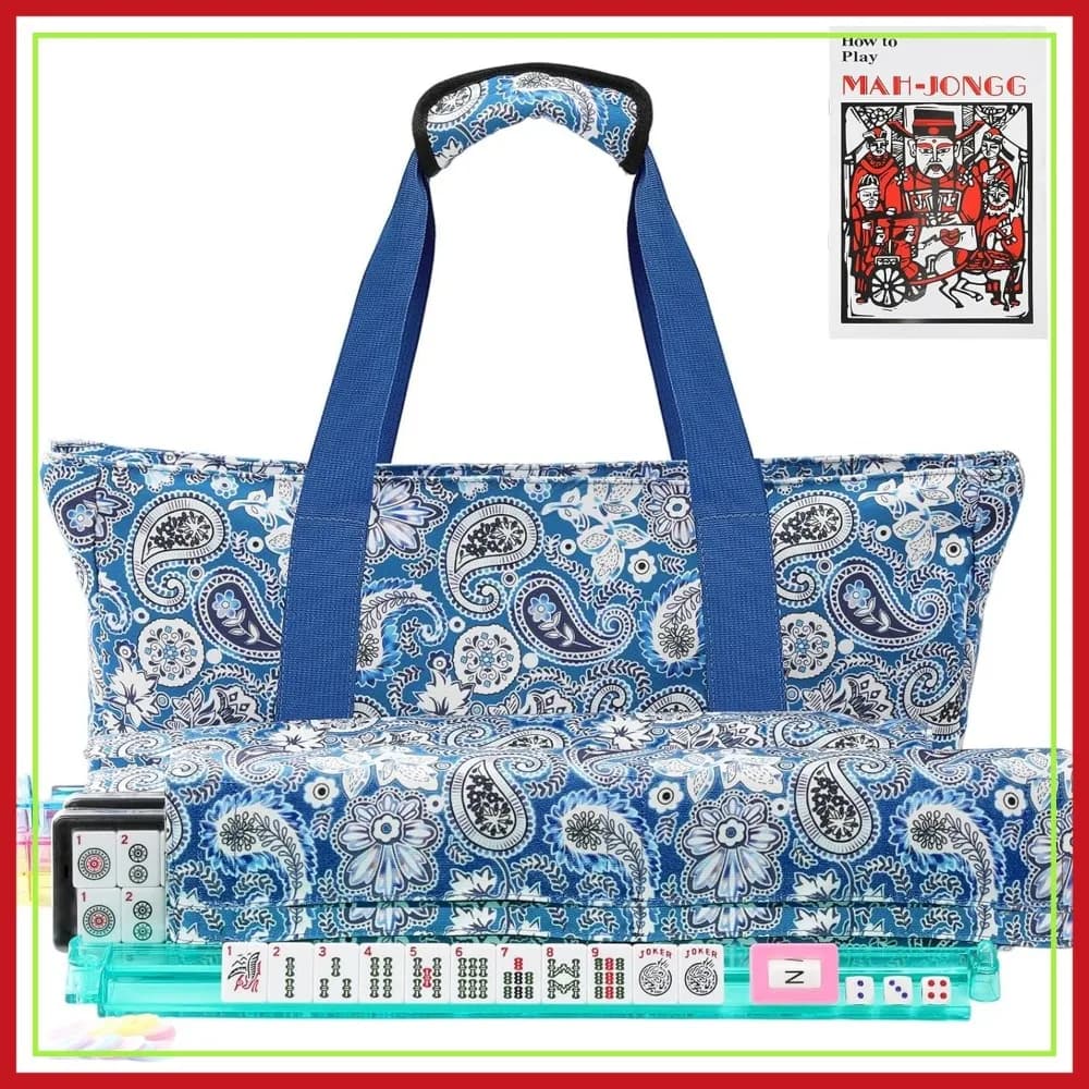 Set Completo di Mahjong Americano da 166 Tessere con Supporti 4-in-1, Borsa e Accessori