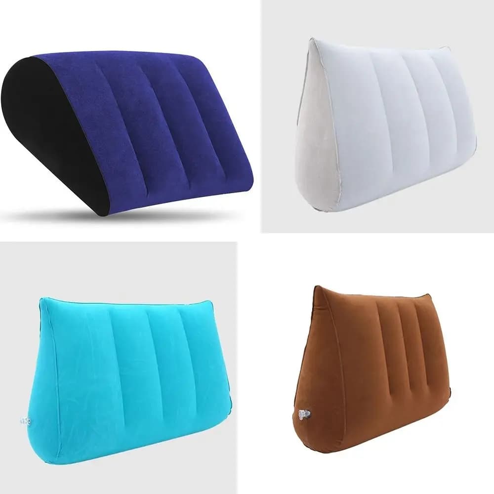 Cuscino gonfiabile in silicone floccato in PVC Triangolo Cilindro Cuneo Blu + Nero Cuscino gonfiabile morbido Cuscino magico gonfiabile per la casa