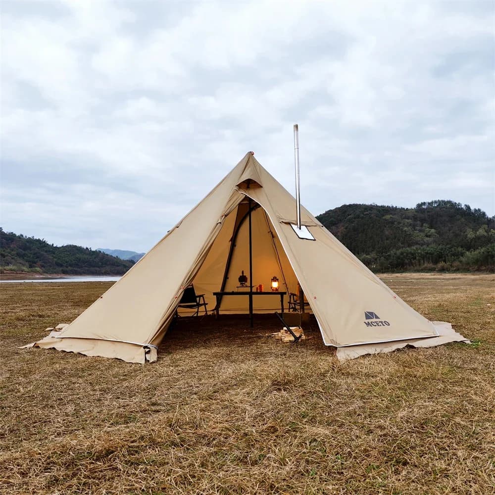 Hot tent Types 500PRO with fire retardant stove Jack Teepee Curtains for 5~8 people for family team Backpack outdoors Camping excursions