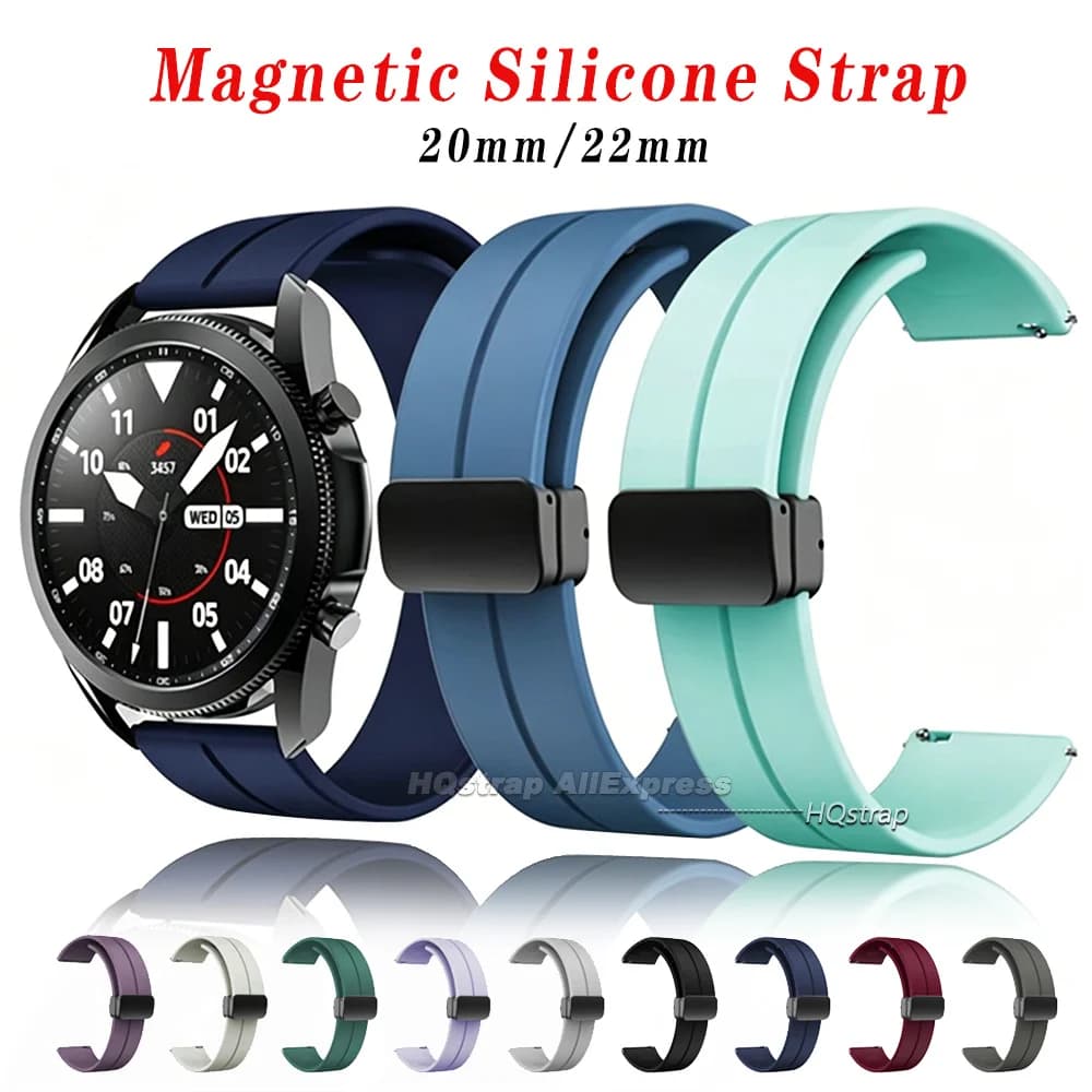 Magnetic Silicone Watch Strap 18mm 20mm 22mm Bracelet Magnetic Metal Buckle Wristband Quick Release Men Women Band Accessories
