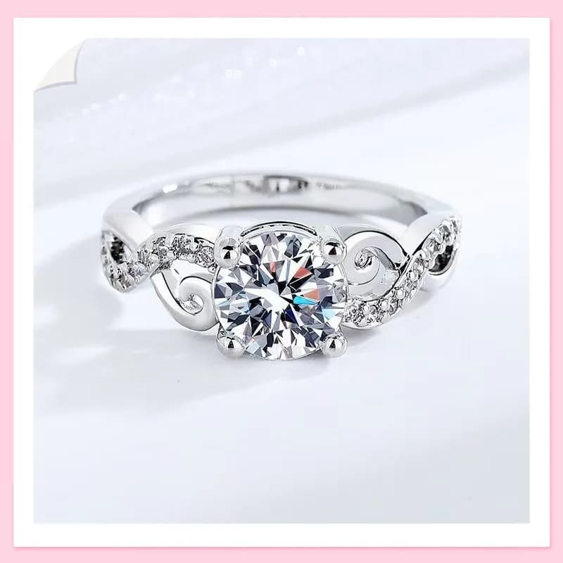 Anello d'amore intrecciato da un carato, versione coreana, bestseller, con diamante a quattro griffe in moissanite, simbolo di amore eterno.