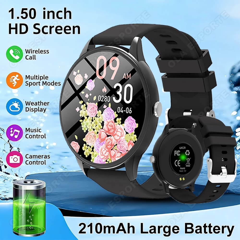 Nuovo Smart Watch Bluetooth Chiama Frequenza cardiaca Sonno Monitor sanitario femminile Assistente vocale Orologio fitness Tracker Impermeabile Uomo Donna