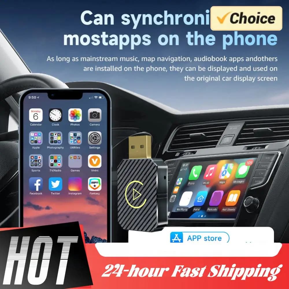 Mini Wireless Smart Box Adapter for Plug-and-Play Connection, Bluetooth WiFi Converter for Wireless Cable for Carplay and Android Auto