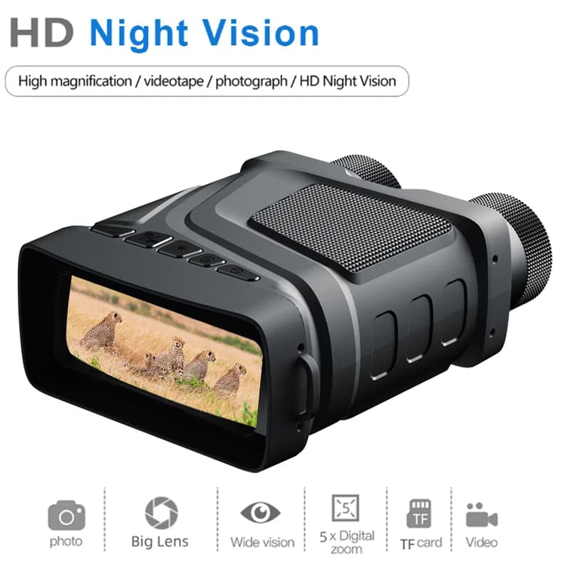 Binocolo con Visione Notturna a Infrarossi 1080P HD, Zoom Digitale 5X, Telescopio per Caccia, Uso Diurno e Notturno