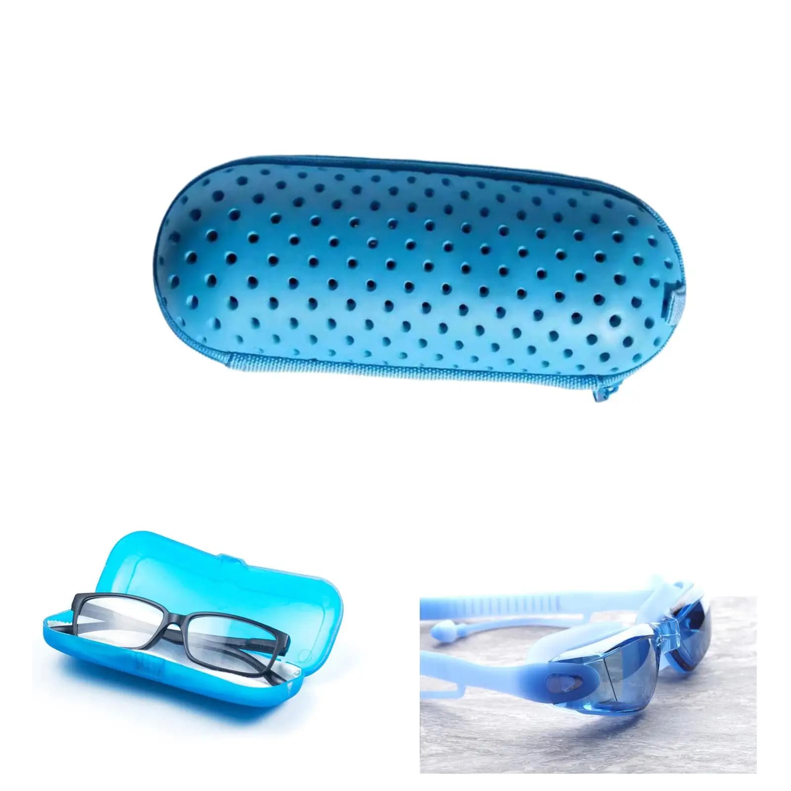 Swimming Glasses Case with Hole Waterproof EVA Storage Box Lightweight Swim Accessories Carrying Case for Outdoor