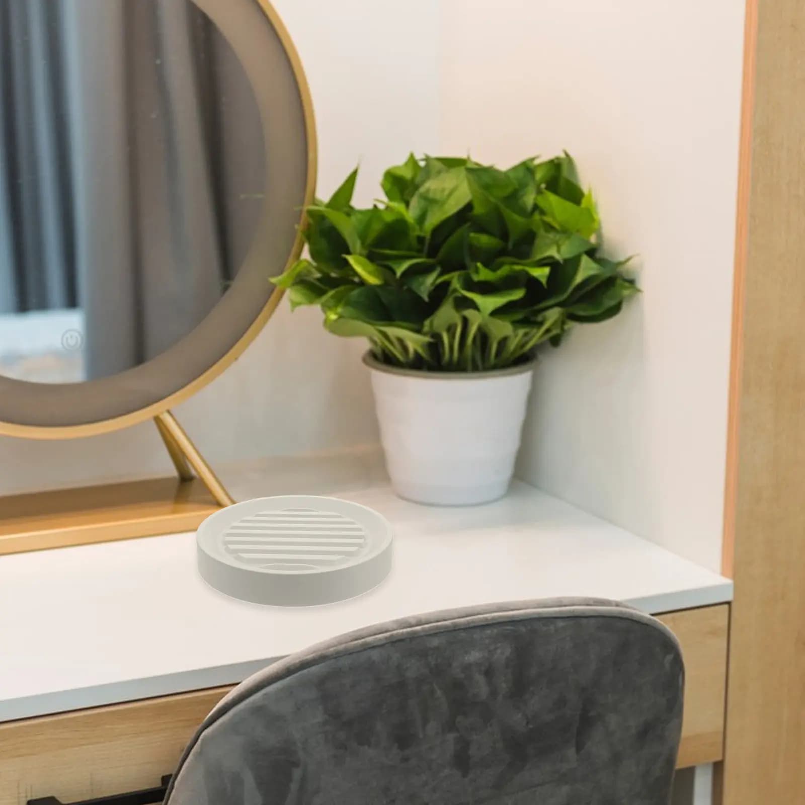 Carrello Rotondo Mobile per Piante con Costruzione Rinforzata, Ruote Universali Nascoste, Vassoio di Aerazione e Serbatoio d'Acqua per Piante in Vaso