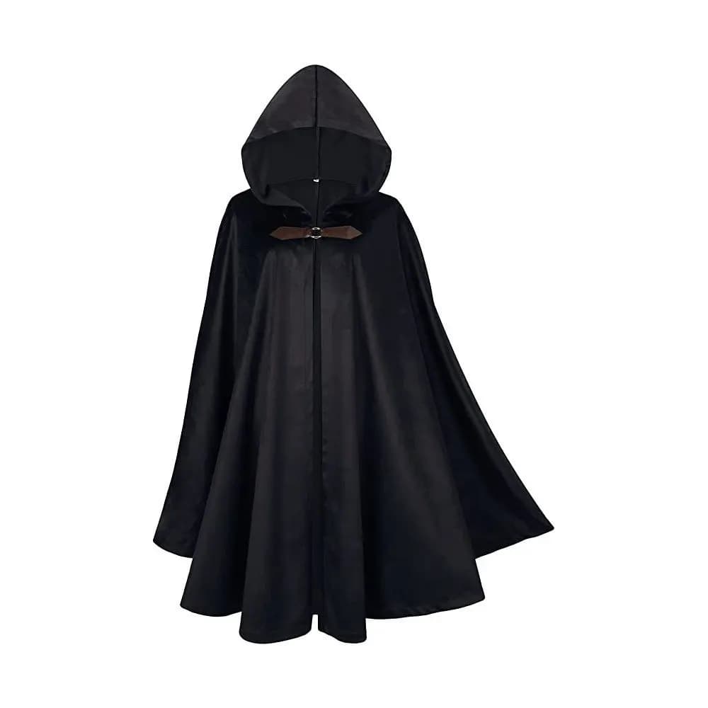 Medieval Suede Cloak Halloween Cosplay Hoodied Long Rope Unisex Party Death Warrior Cosplay Cloak Costume Dark Style Multicolor